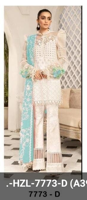 Hazzel 7773 A To D Cotton Chiken Embroidery Pakistani Suits Suppliers in India
